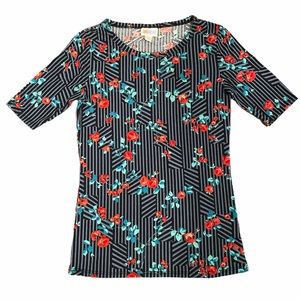 LuLaRoe Floral and Striped Gigi Shirt